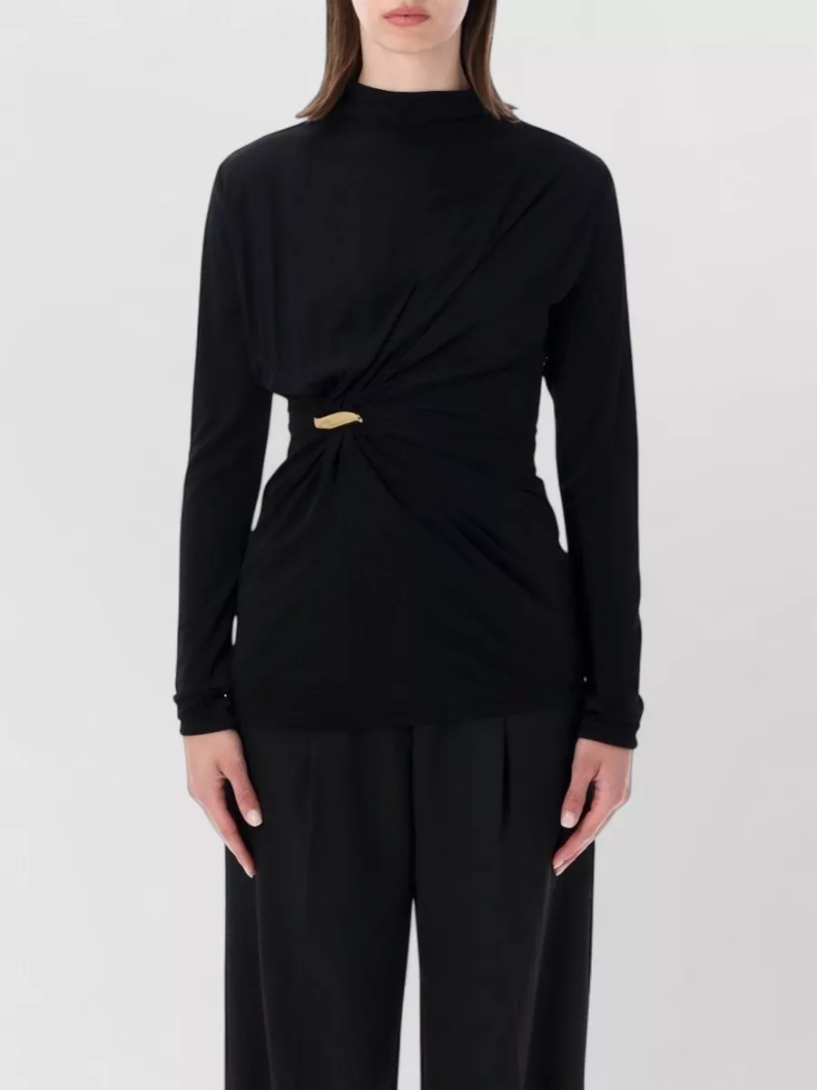 Bottega Veneta draped jewel-detail long-sleeve top