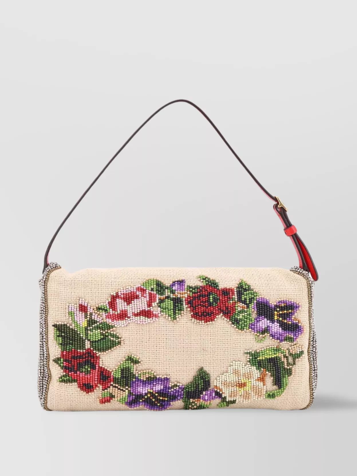 Valentino Vain Soft Beads Embroidered Linen Shoulder Bag