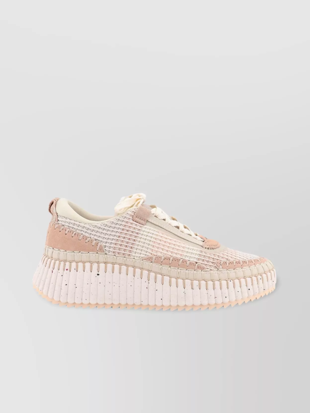 Chloé Low-top Sneakers With Mesh And Suede In Gold