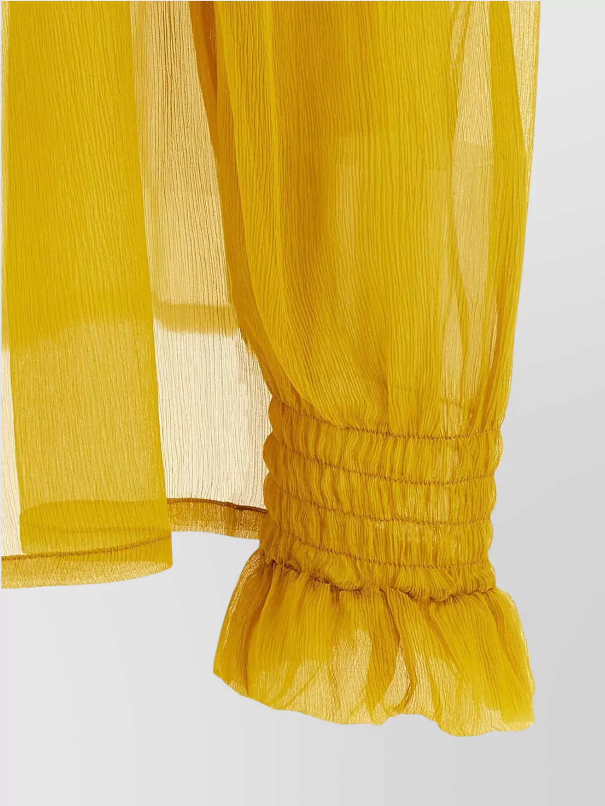 Saint Laurent Silk Blouse With Ruffled Collar And Smocked Detailing
