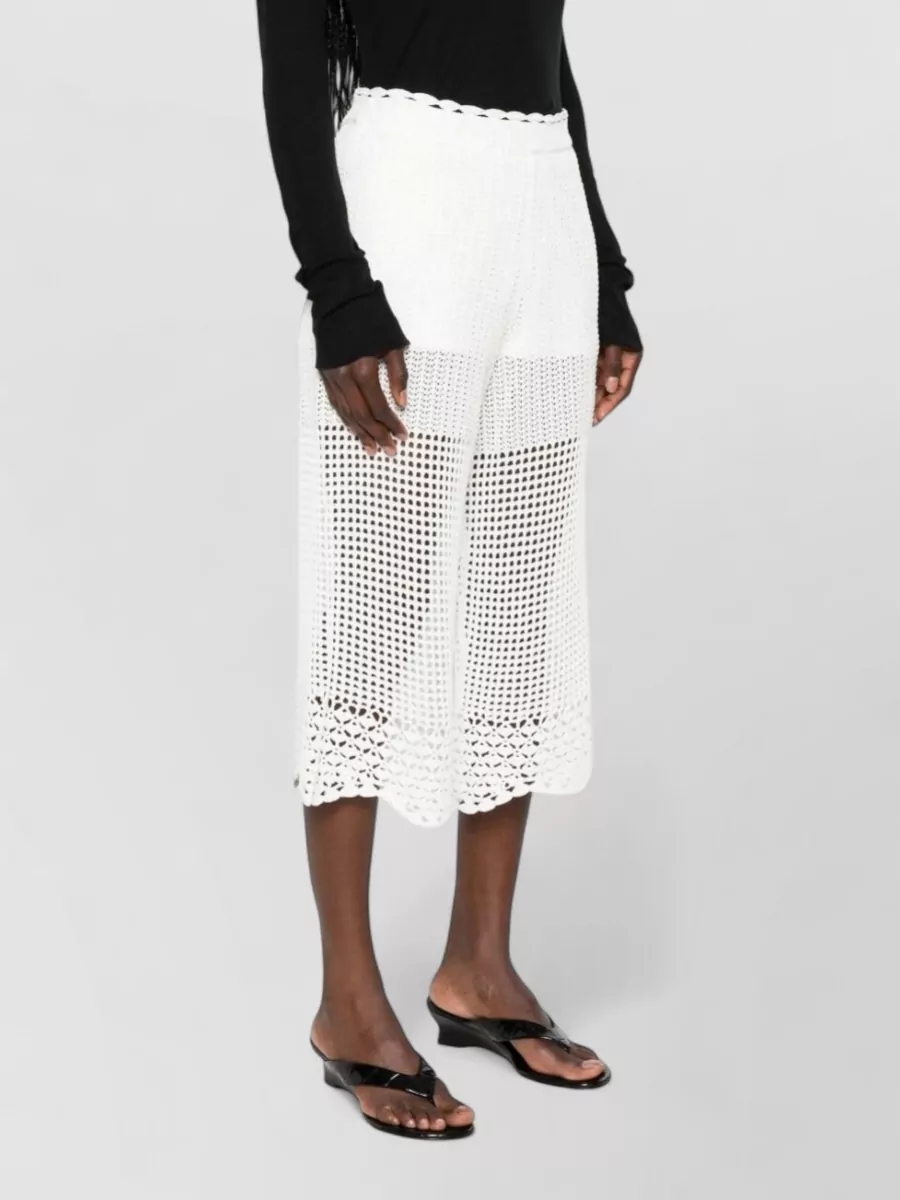 Iro Crochet-Knit Wool Wide-Leg Cropped Beach Trousers