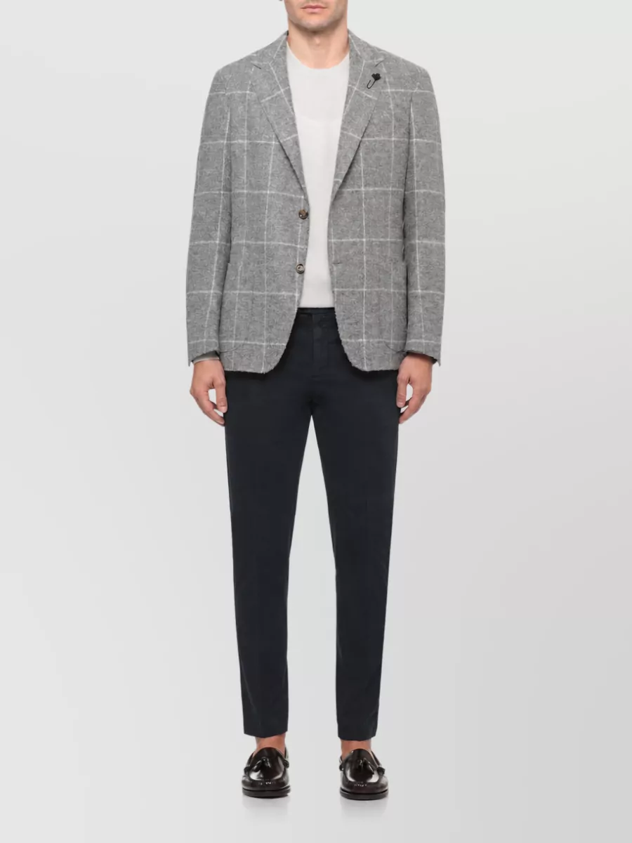 Lardini Checked Wool-Blend Suit Jacket