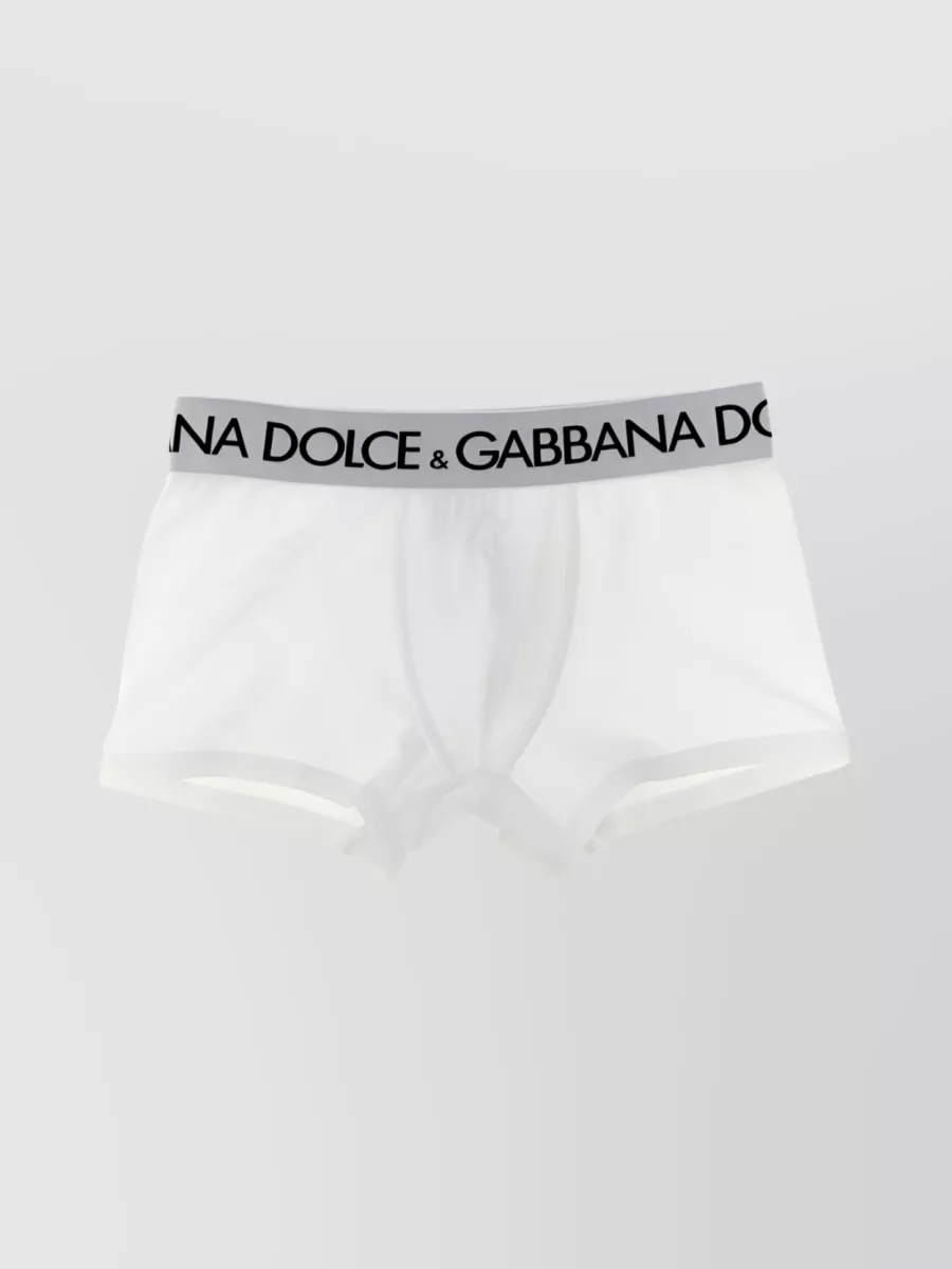 Shop Dolce & Gabbana Stretch-cotton Logo Boxers Duo In White