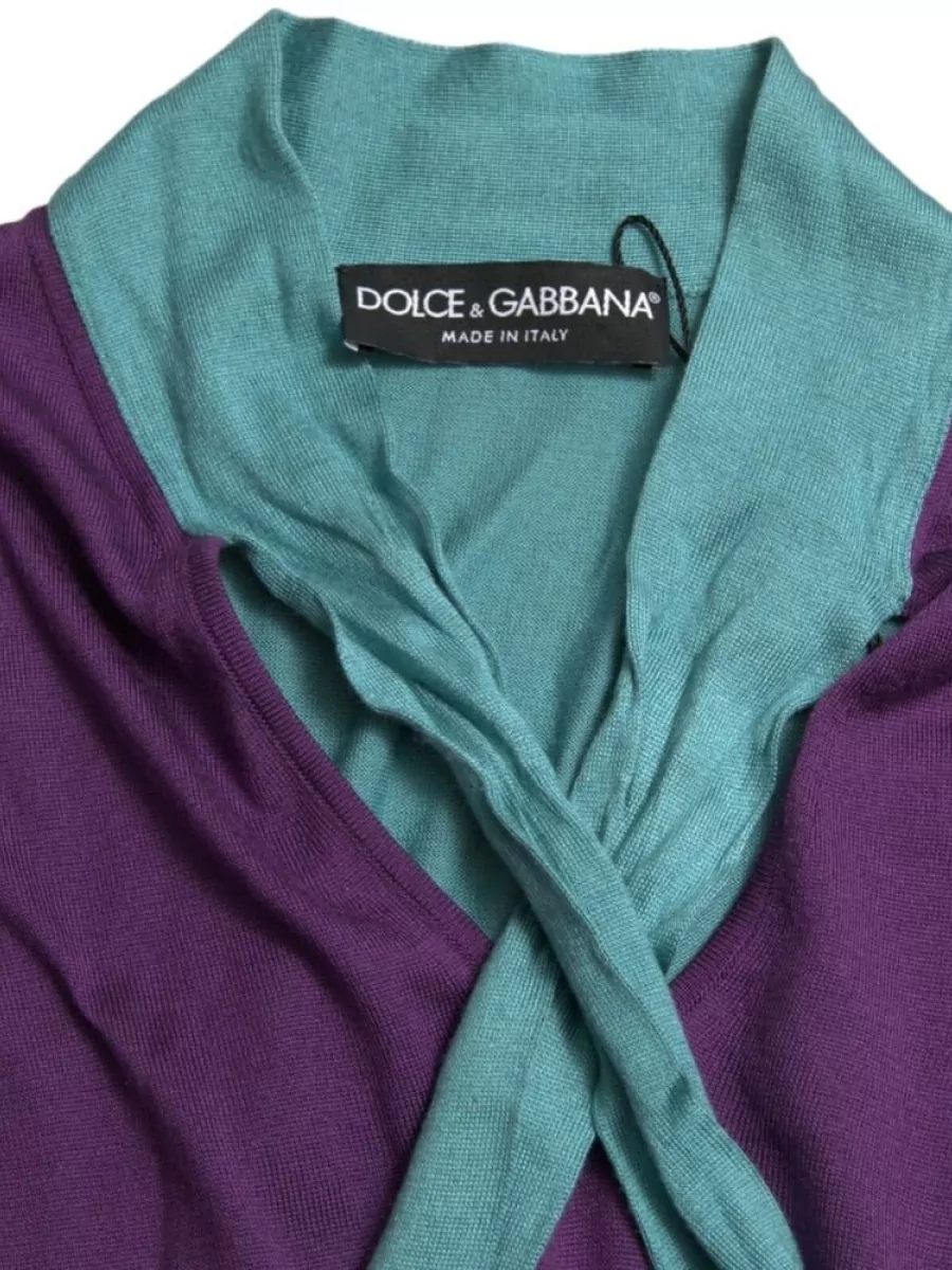 Dolce&Gabbana Silk Tie-Neck Sweater