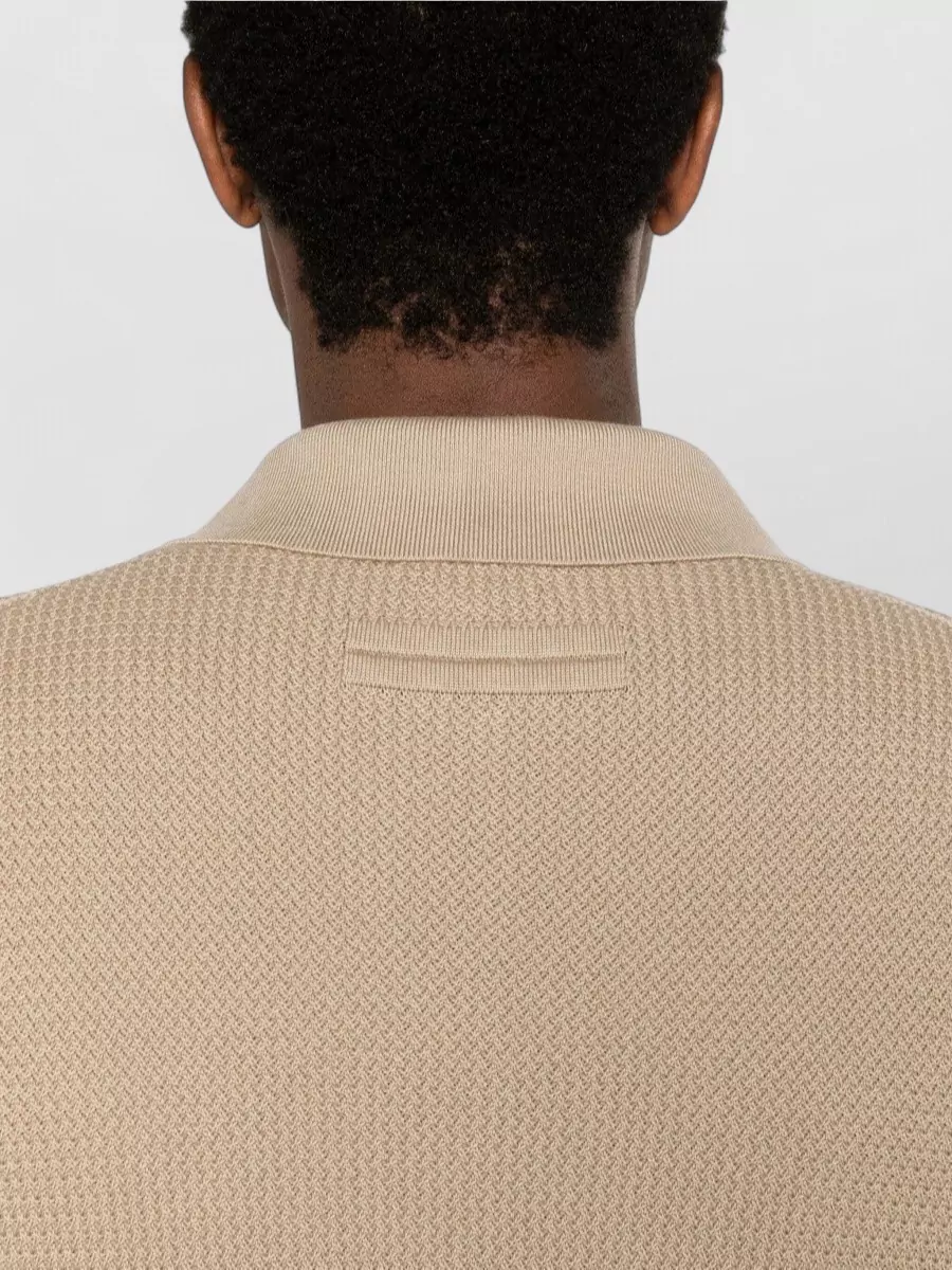 Zegna Jacquard Knit Regular Fit Short Sleeve Polo Shirt