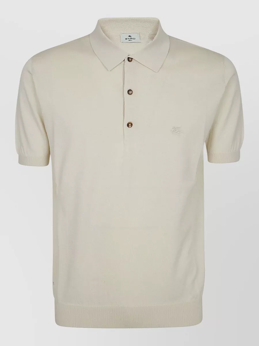 Etro cotton knitted short-sleeve polo shirt