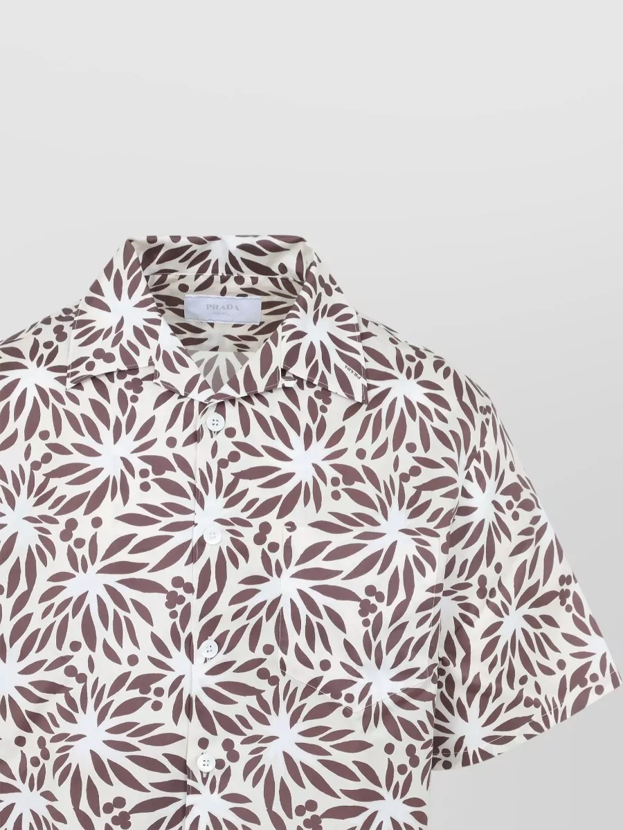 Prada Silk Blend Floral Print Bowling Shirt