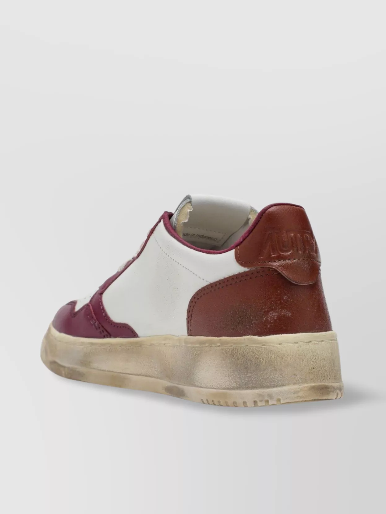 Autry Sneakers Medalist Low In Avory And Burgundy Glittered Leather. In Brown