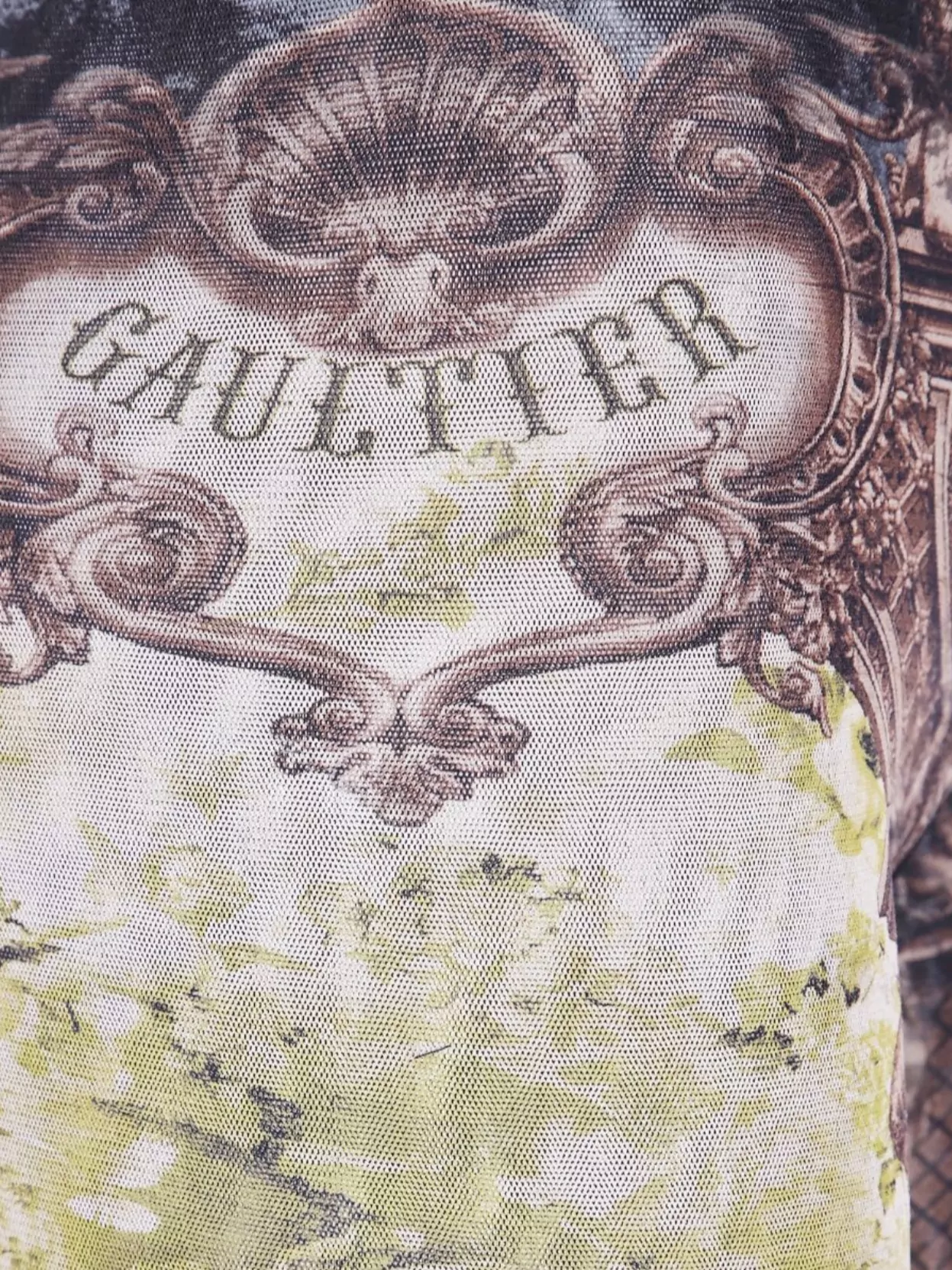 Jean Paul Gaultier Printed Medallion Mesh Trouser In Multi