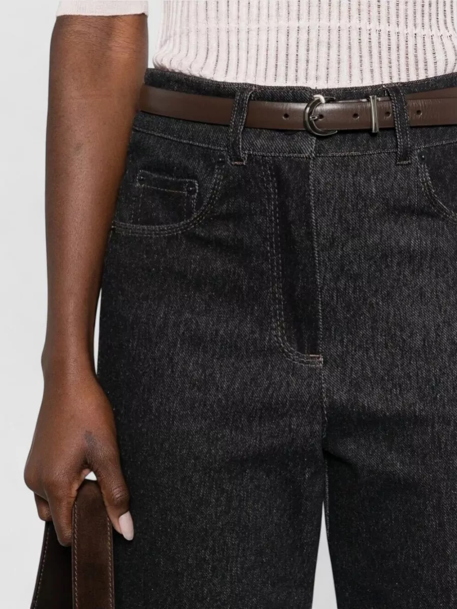 Max Mara Denim-Effect Cropped Straight-Leg Trousers