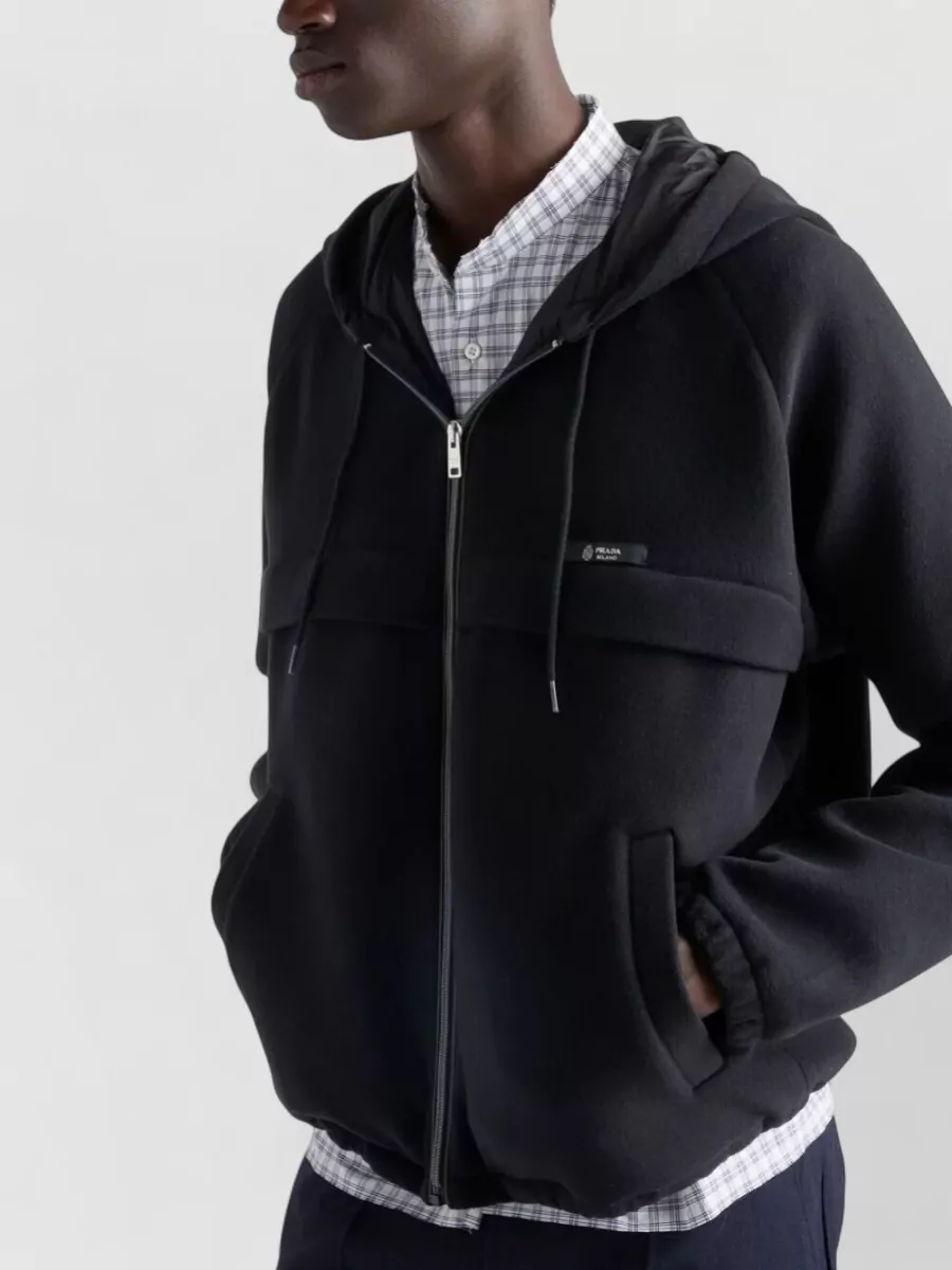 Prada Hooded Technical Fabric Jacket Drawstring Hem