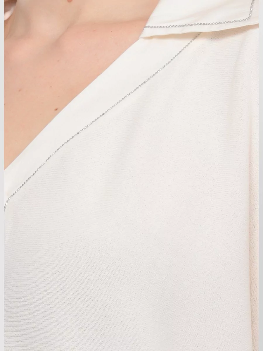 D.exterior Ribbed Long-Sleeve Polo Top