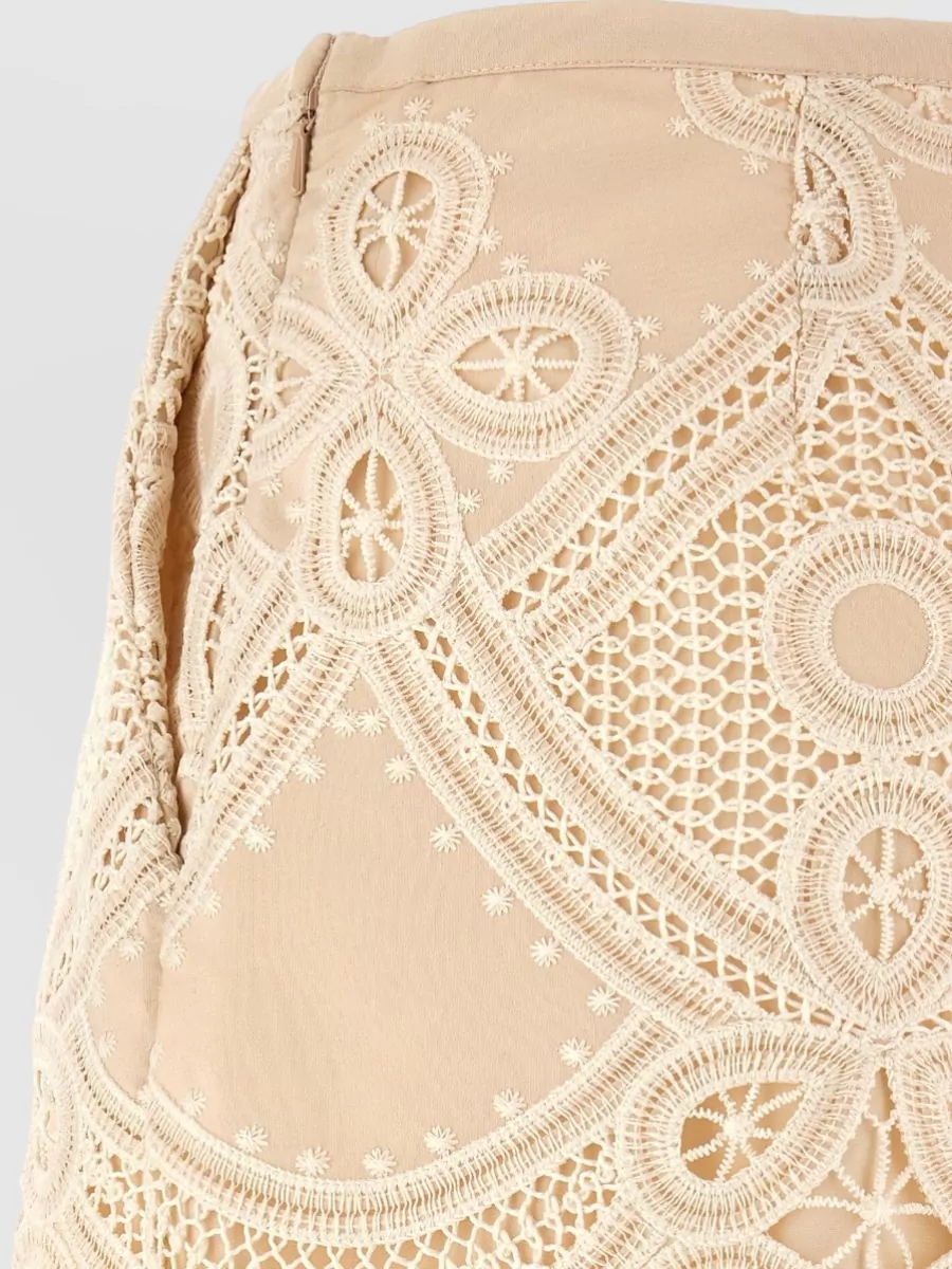 Elie Saab Macramé Embroidered High-Rise Flared Shorts