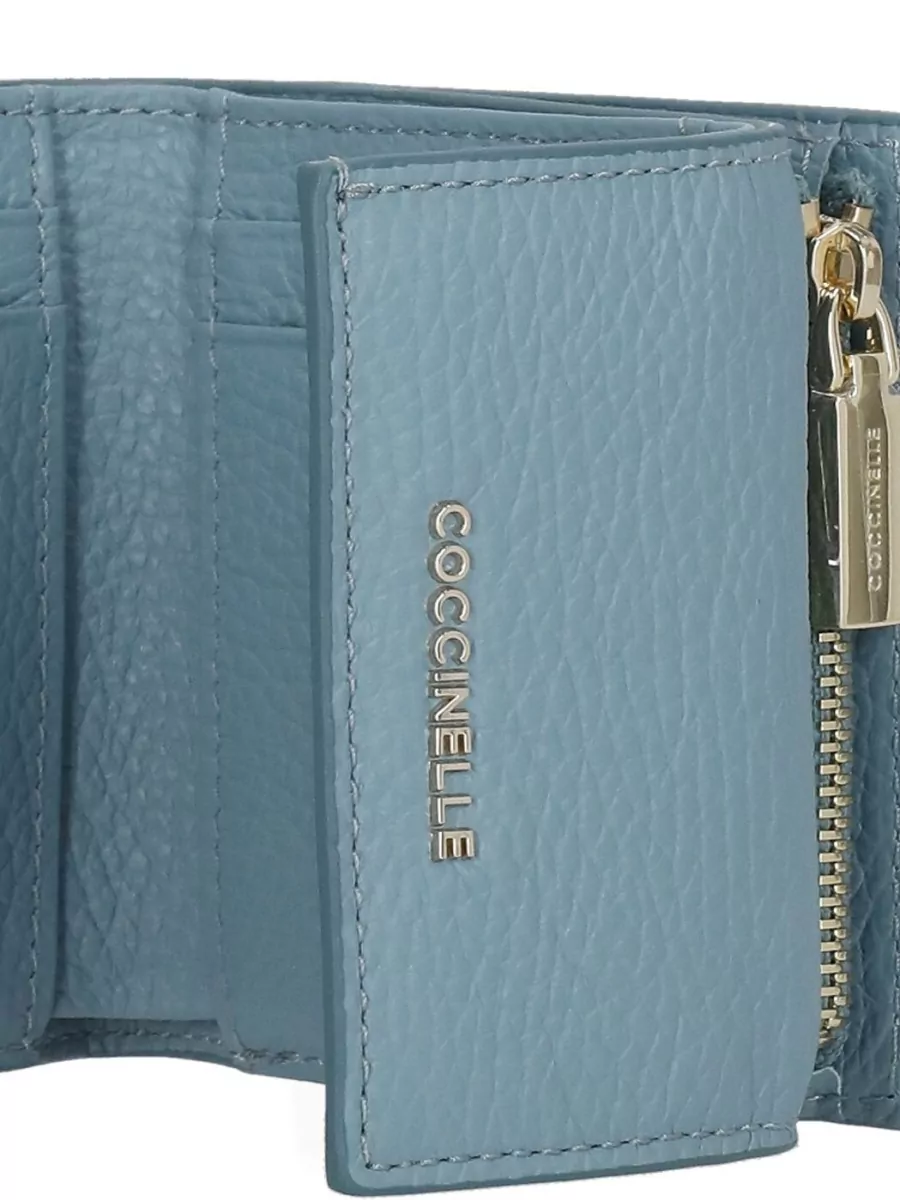 Coccinelle Foldable Leather Wallet Rear Zip Pocket