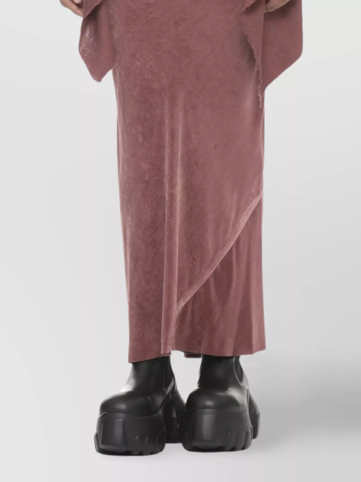 Rick Owens Midi Length Draped Velvet Skirt In Pink