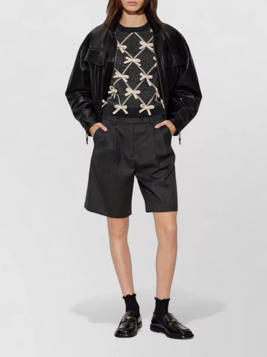 Moschino Silk Wool Diamond Knit Bow Sweater