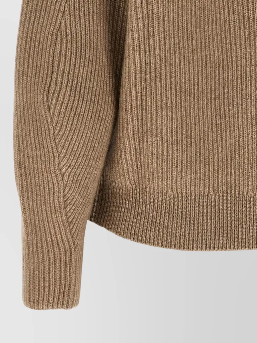 Brunello Cucinelli Cashmere English-Rib Shawl-Neck Sweater