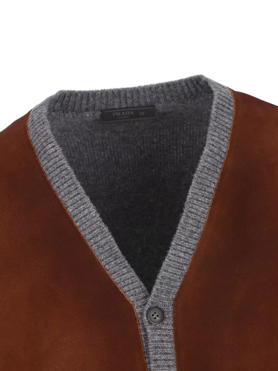Prada Virgin Wool Plain-Knit Cardigan