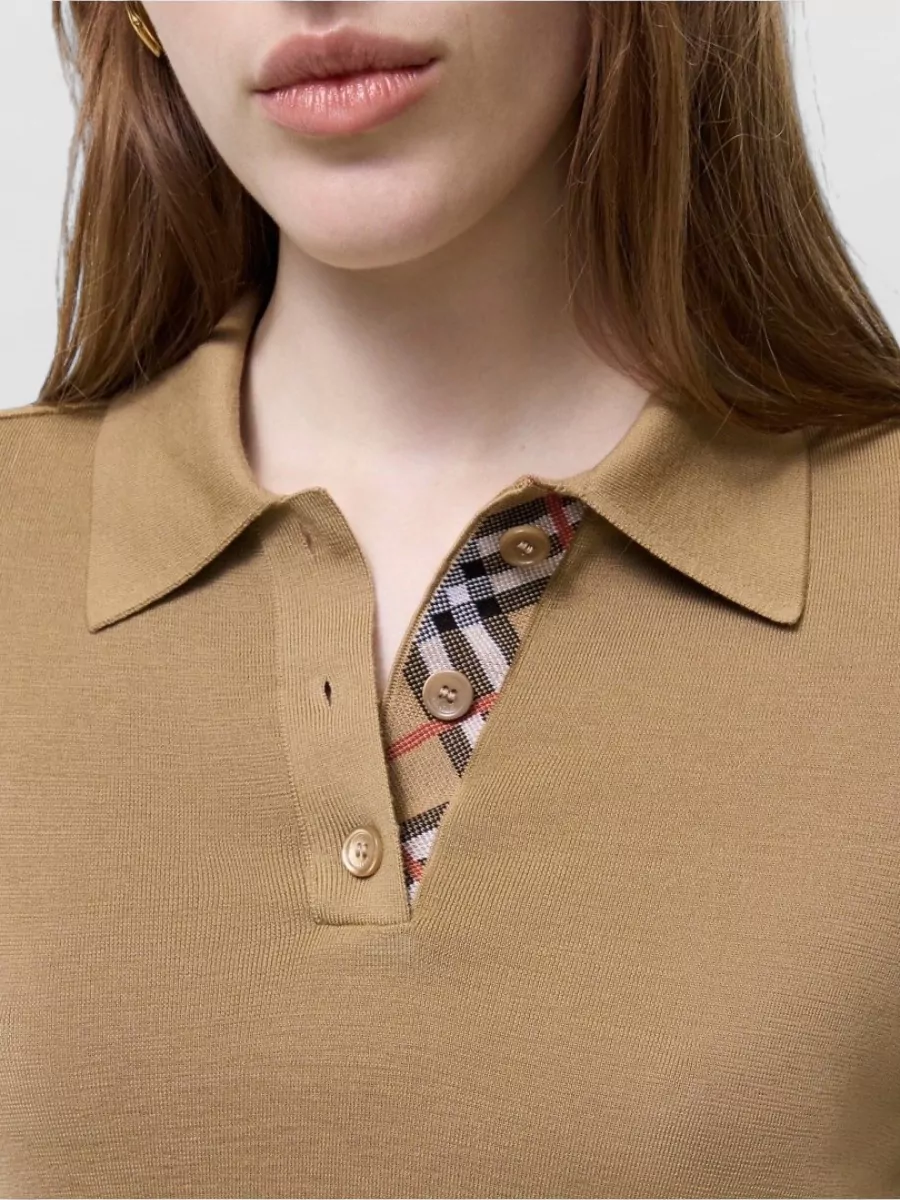 Burberry Merino Wool Short-Sleeve Polo Top