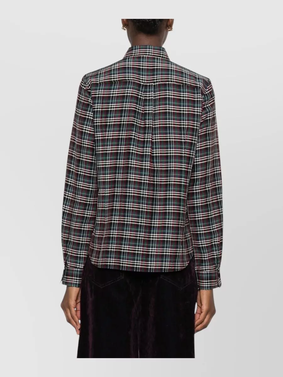 Forte Forte Cotton Blend Tartan Ruffled Long-Sleeve Shirt