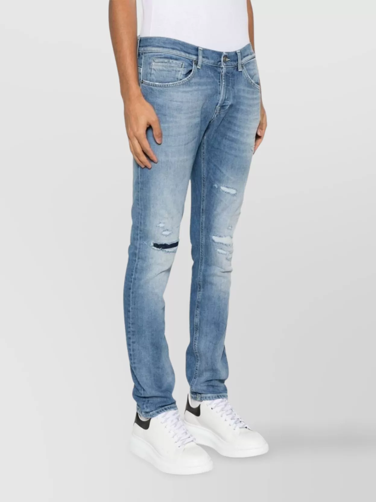 Dondup George Distressed Five-Pocket Belted Trousers