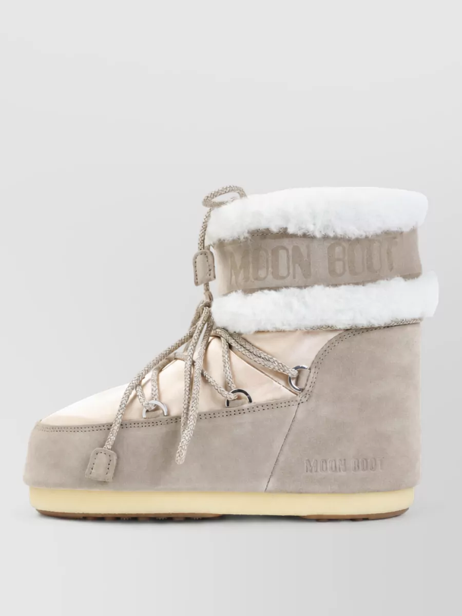 Moon Boot Suede Low Boots In Neutral