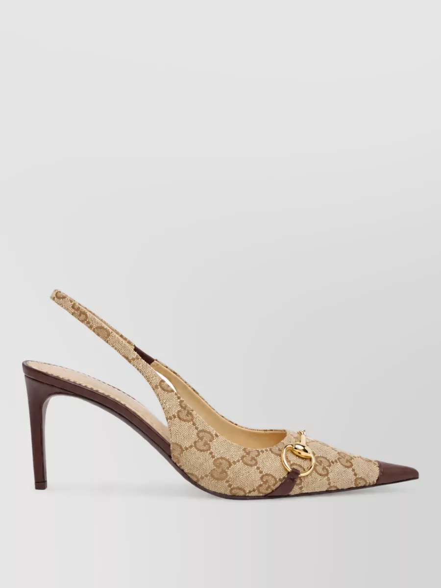 Gucci logo-print slingback pumps