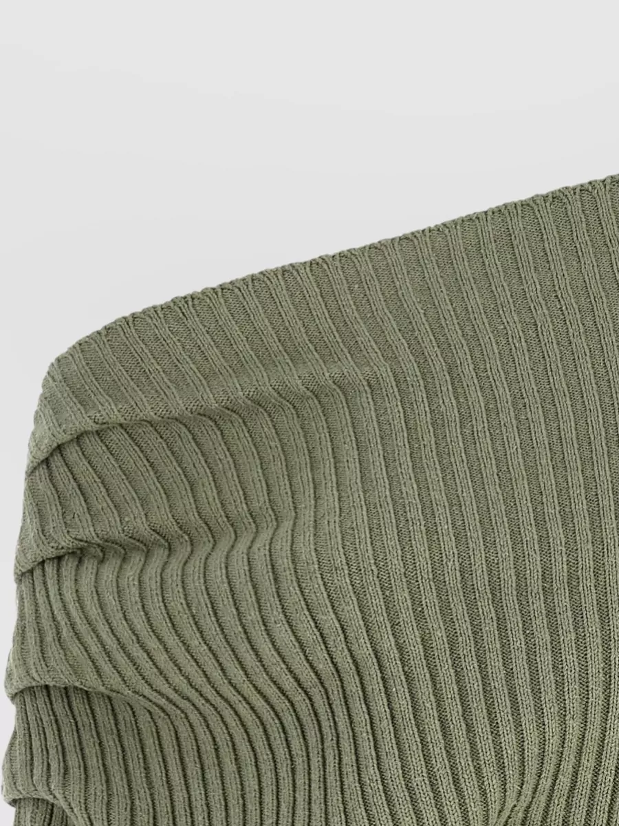 Balmain Silk Ribbed Asymmetric Draped One-Shoulder Long-Sleeve Jumper