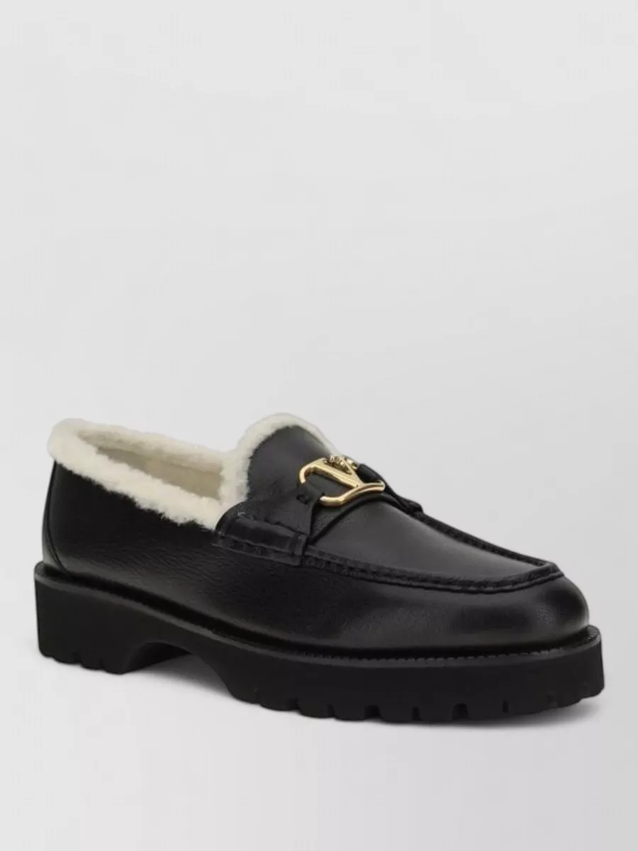 Valentino Garavani leather fur loafers