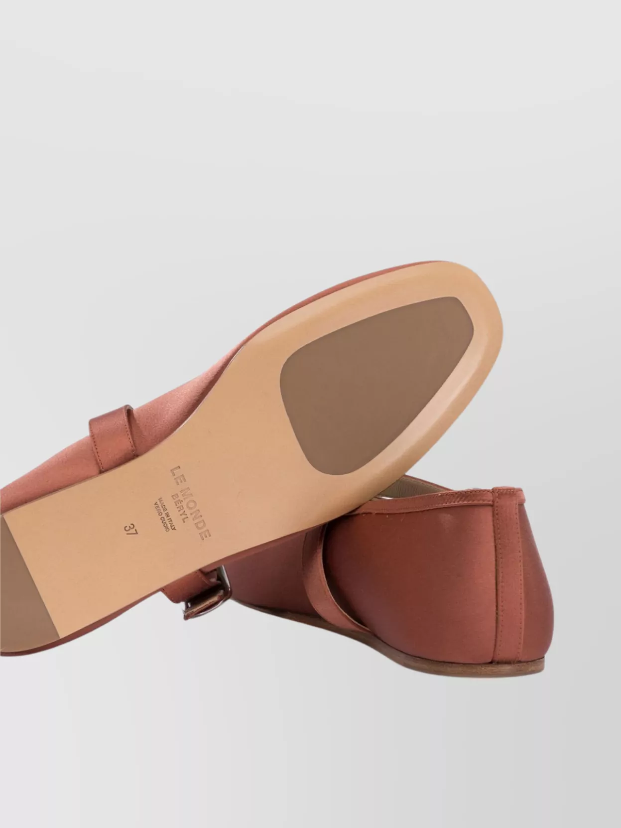 LE MONDE BERYL BUCKLE DETAIL SATIN FINISH BALLERINA SHOES 
