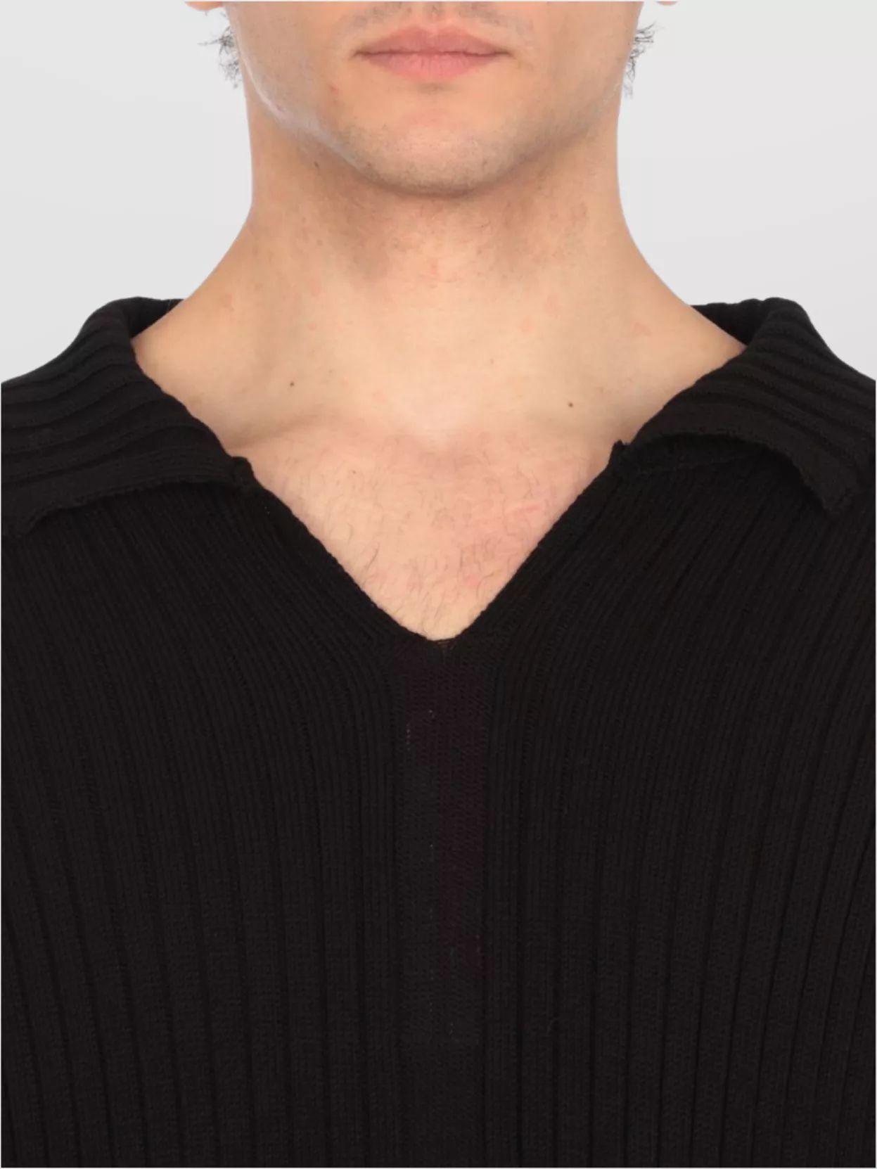 Rick Owens Ribbed V Neck Oversize Sweater
