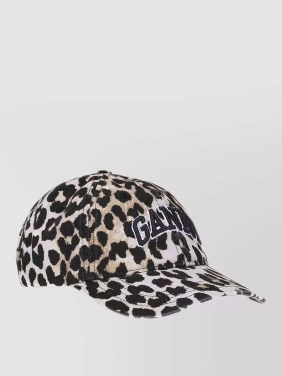 Ganni Leopard-Print Cotton Baseball Cap