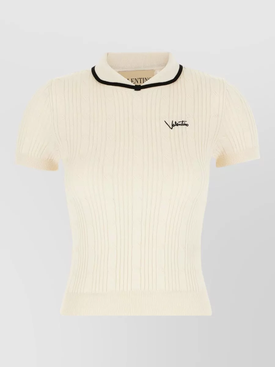 Valentino Garavani Cotton blend short-sleeve polo top