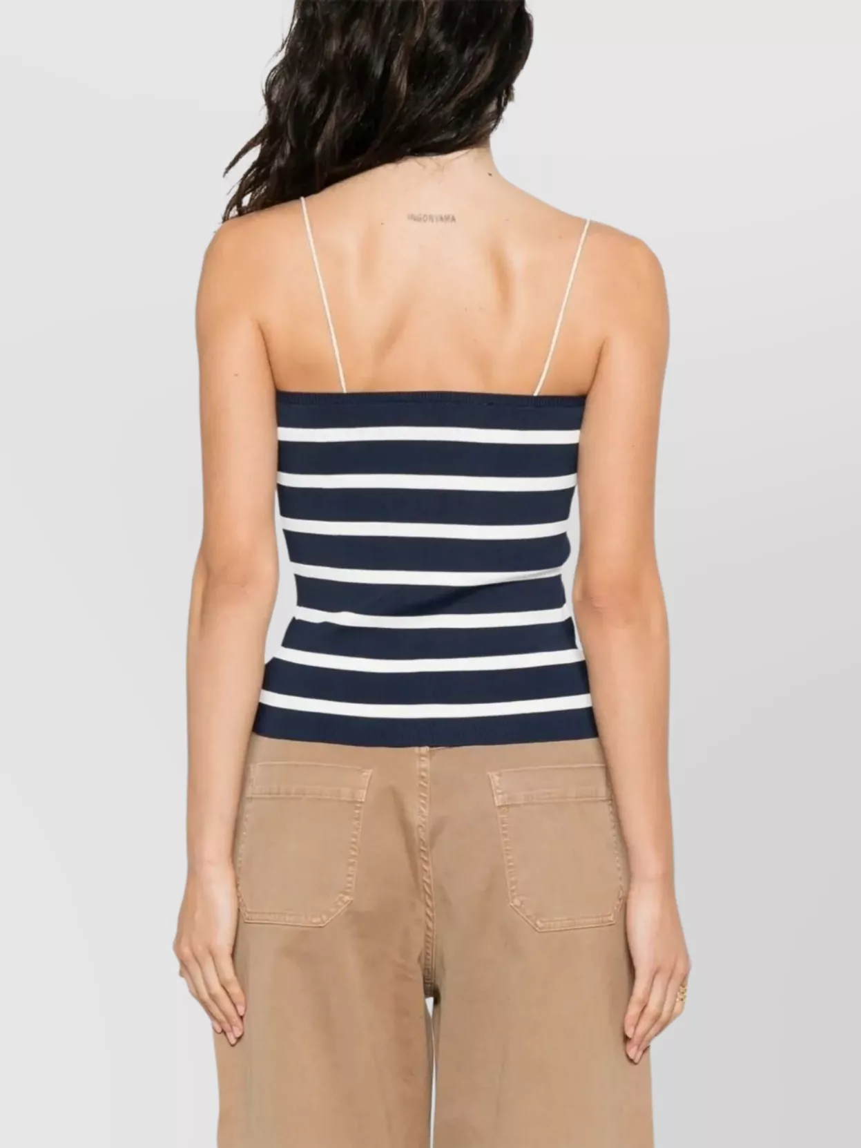 Miu Miu Ribbed Knitwear With Striped Spaghetti Straps