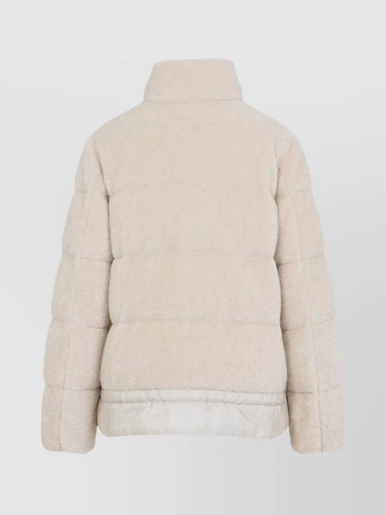 Moncler High Collar Padded Jacket Drawstring Hem In White