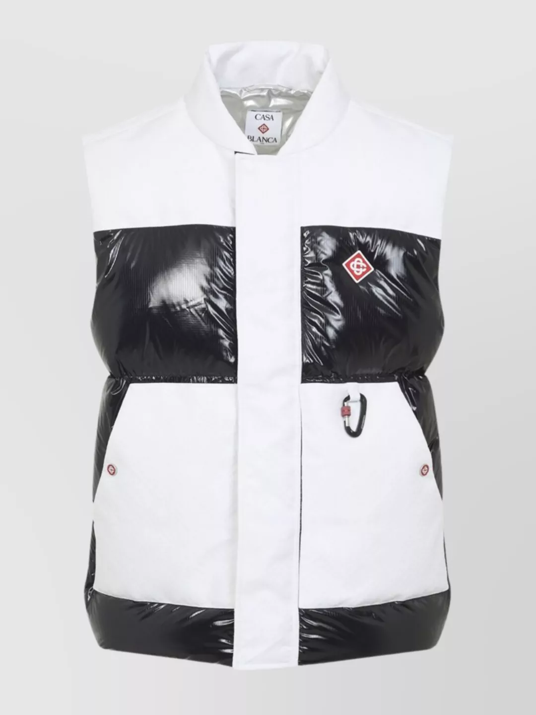 Casablanca Color-block Black Down Vest With Stand-up Collar In Black