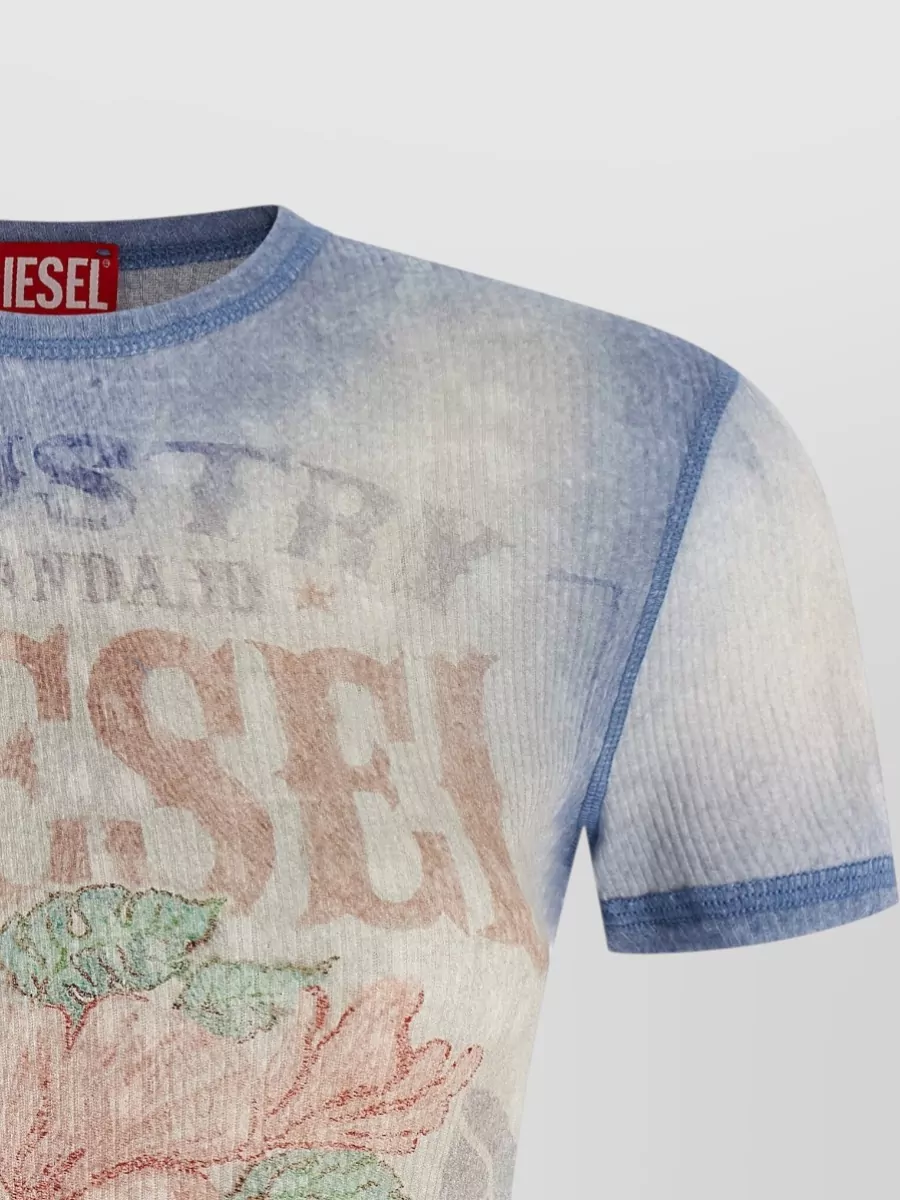 Diesel Ribbed Printed Cotton Short-Sleeve T-Shirt