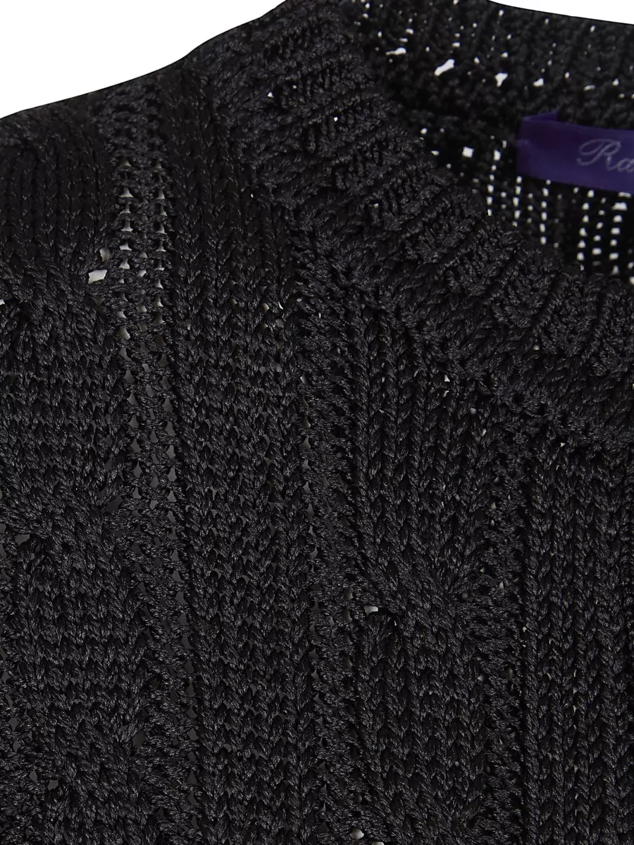 Ralph Lauren Silk Cable-Knit Long-Sleeve Cardigan