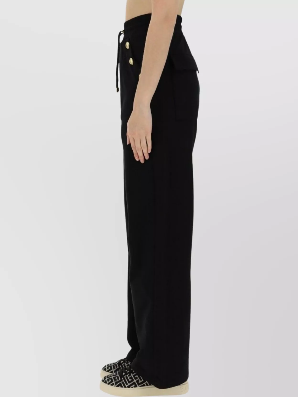Shop Balmain Regular Fit Jogging Trousers With Gold Detailing