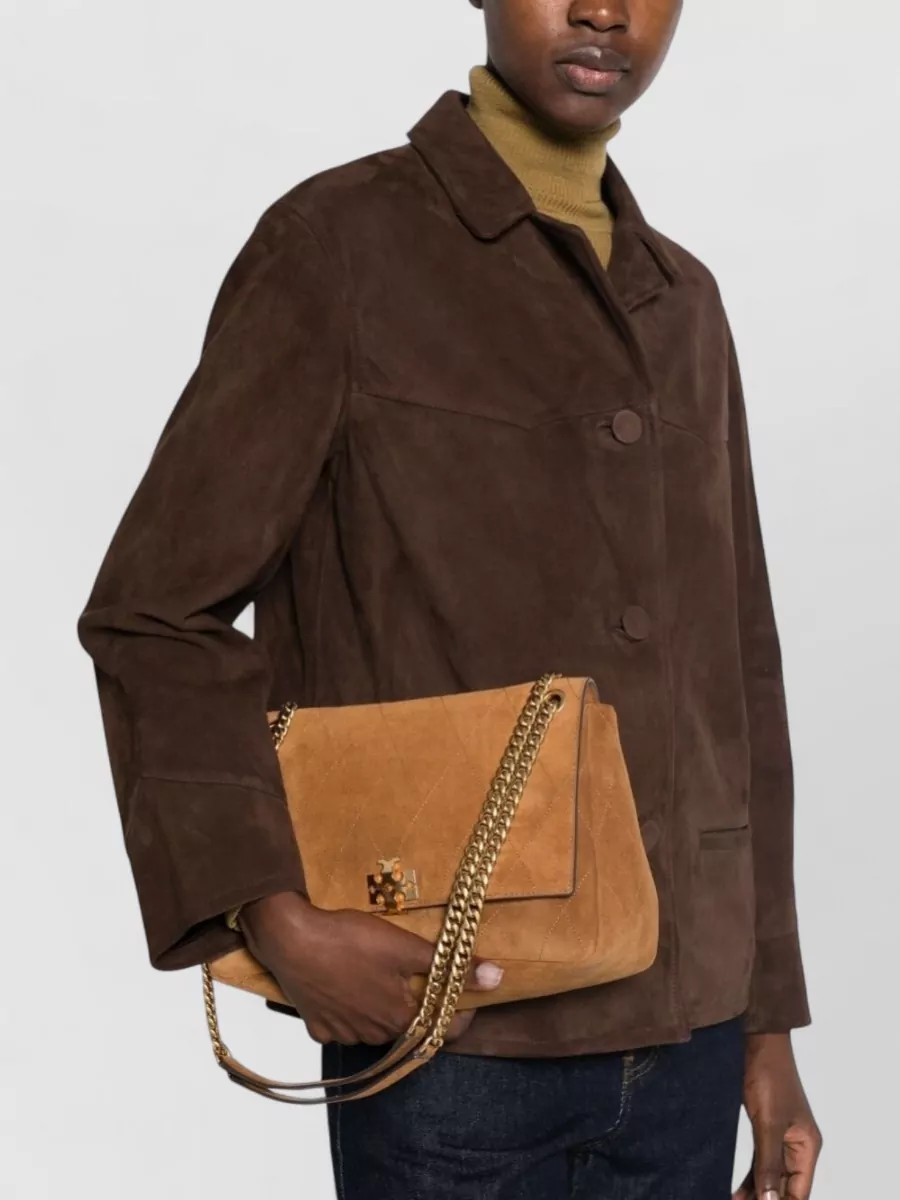 Tory Burch Suede Quilted Clutch Bag