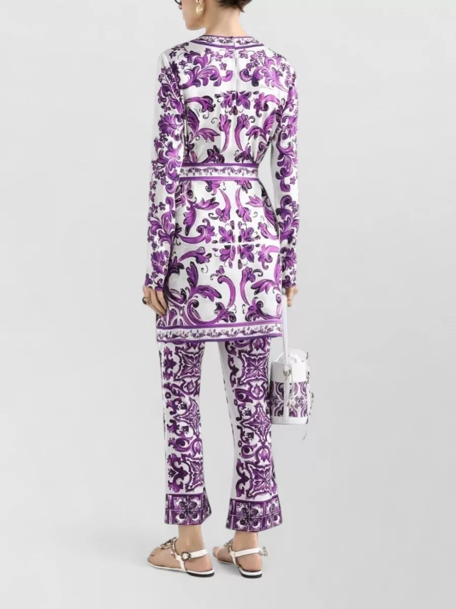 Dolce&Gabbana Floral Belted Waist Crew Neck Dress