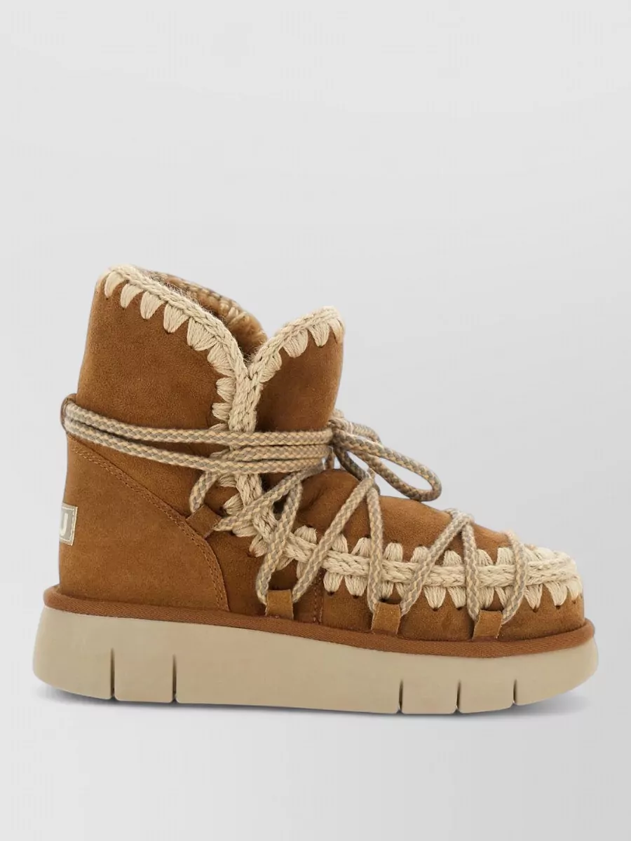 Mou Leather Platform Ankle Boots