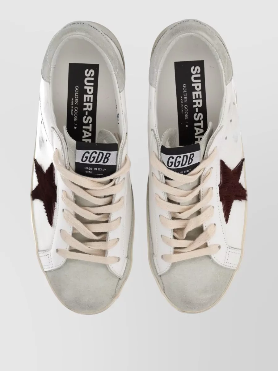 Golden Goose Distressed Sneakers Round Toe Rubber Sole Star