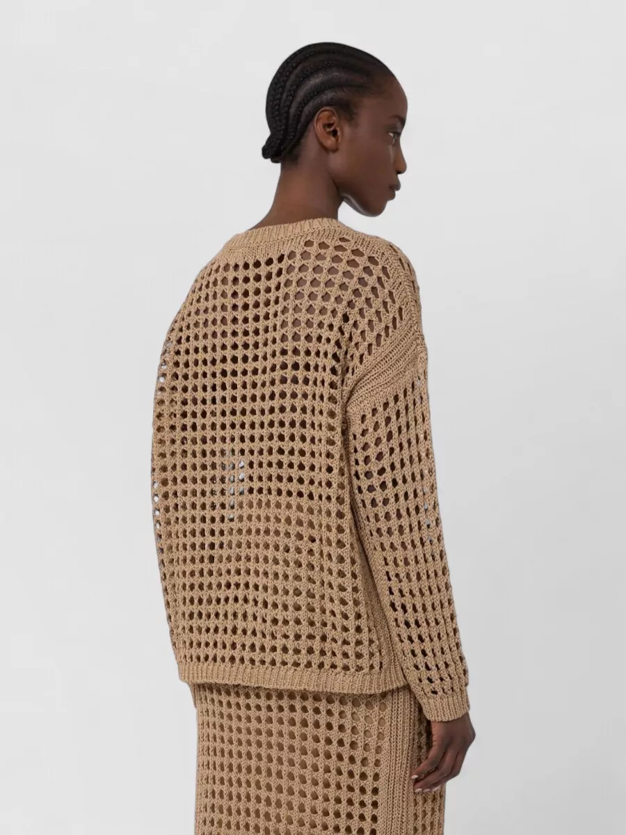 Max Mara Cotton Mesh Crew Neck Jumper