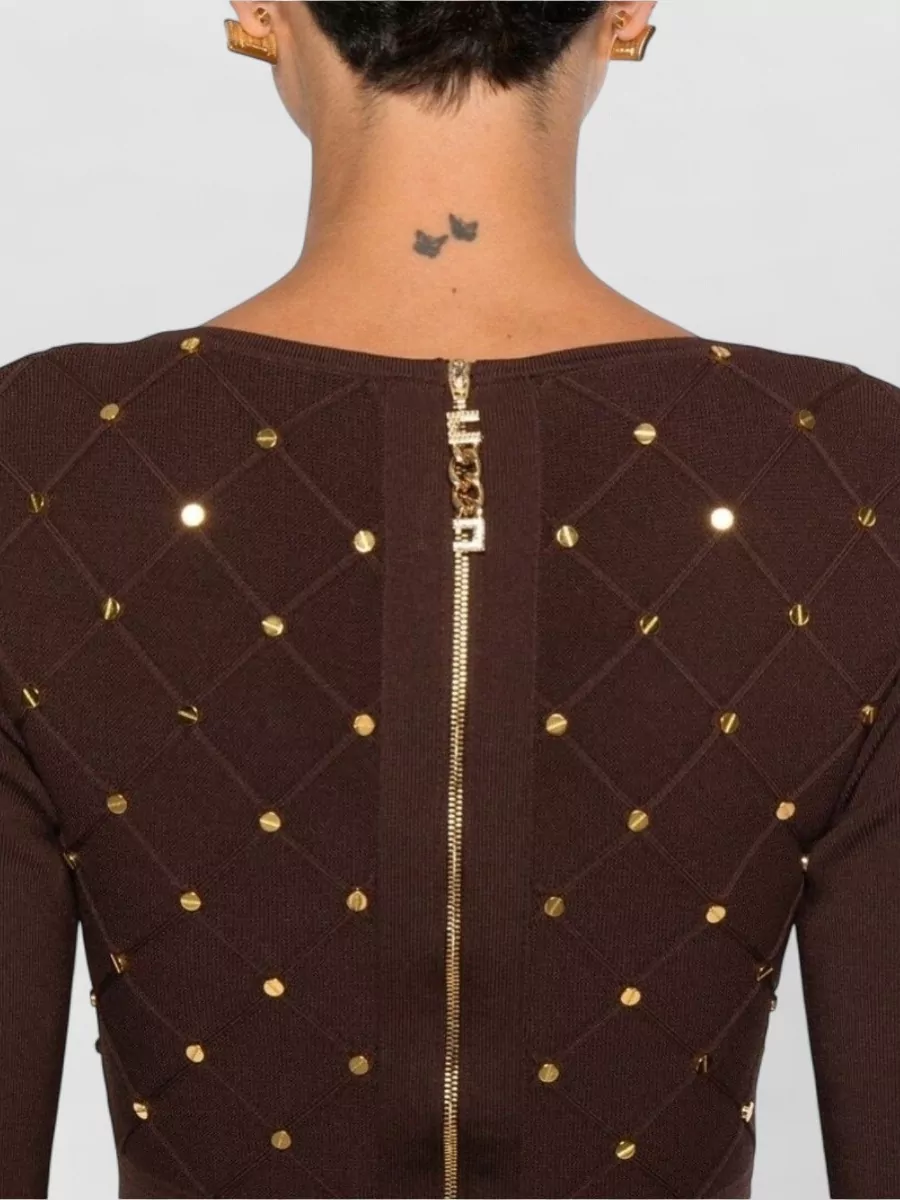 Elisabetta Franchi Geometric Pattern V-Neck Midi Dress