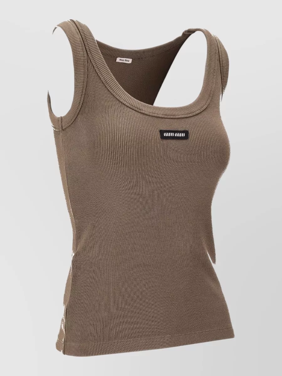 Miu Miu Ribbed Jersey Top Scoop Neck Sleeveless