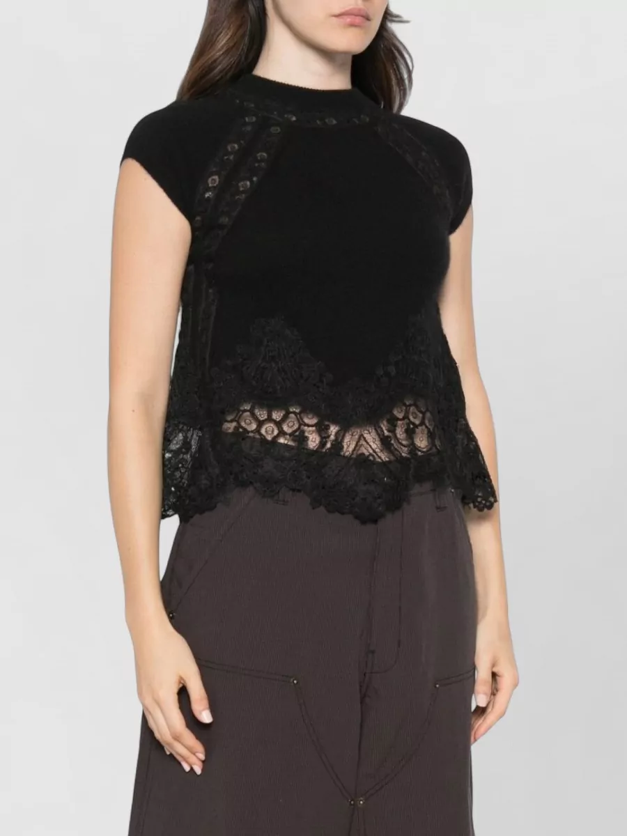 Ermanno Scervino Cashmere Lace-Trim Knitted Top
