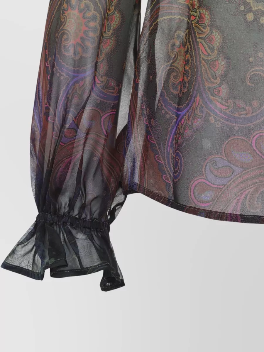 Etro Paisley Print Ruffled Silk Blouse