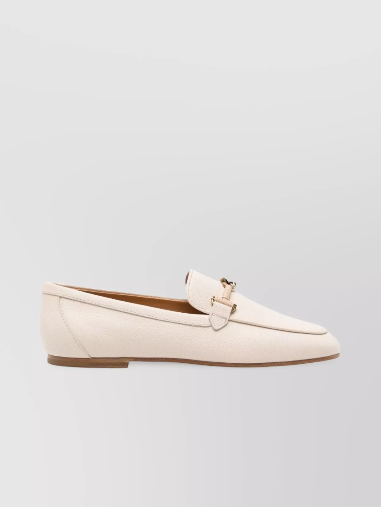 Tod's Textured Chain-link Round Toe Loafers In White