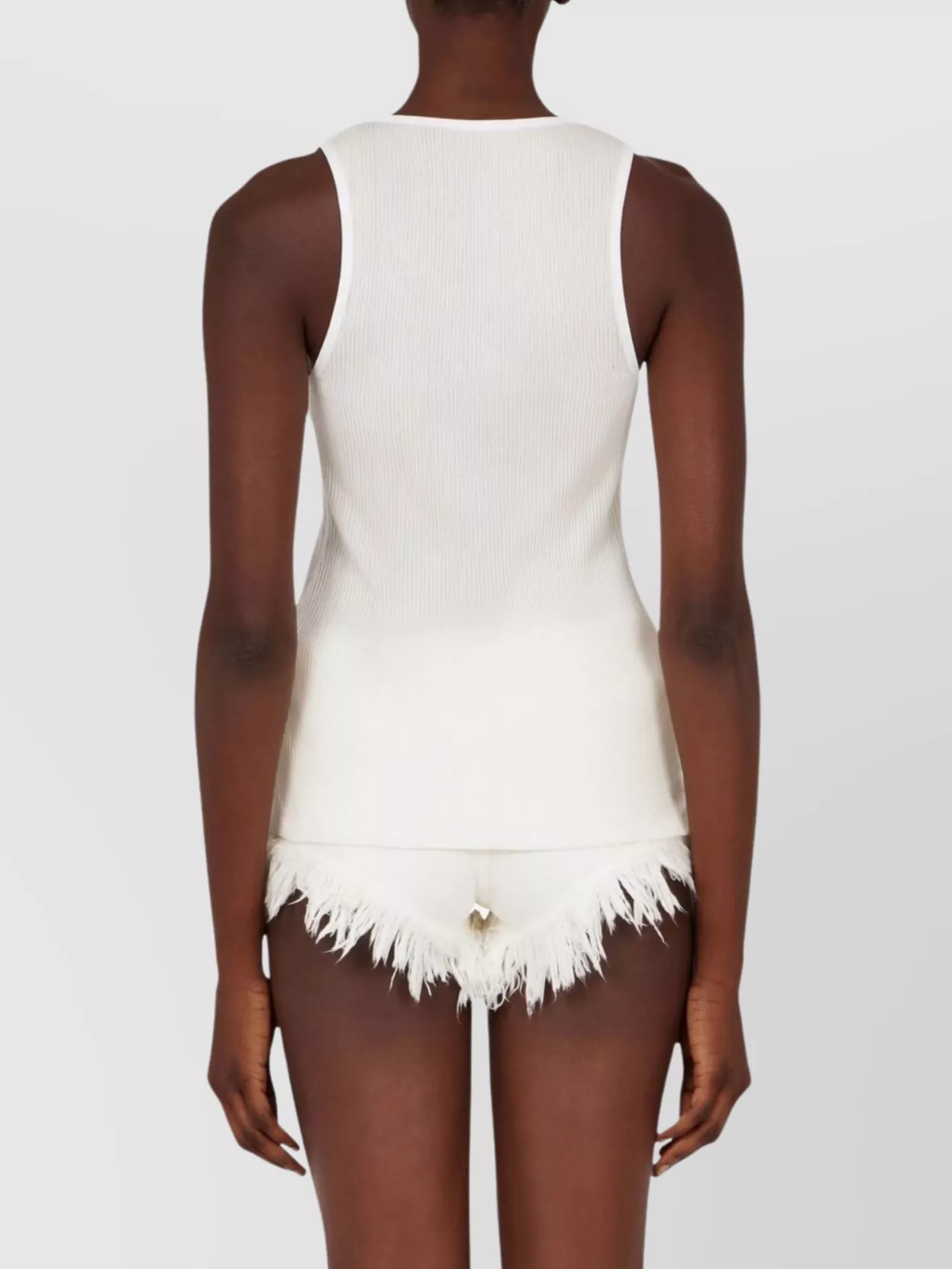 Ferragamo Salvatore Cotton Tank Top With Shaped Neckline